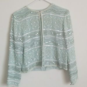 Sequin beaded blazer. Light green. Size 6.